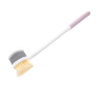 HOMSFOU Long Handle Foot Scrubber with Soft Bristles and Dual-Sided Design for Cleansing Foot Soles and Toe Gaps, Ergonomic Plastic and Nylon Body Brush for Daily Selfcare and Bathroom Use