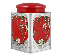 HOMSFOU Loose Tea Storage Box Multi-functional Tinplate Canister Sealed Lid Red
