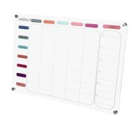 HOMSFOU Magnetic Clear Acrylic Dry Erase Calendar Board for Fridge Transparent Weekly Planner with Reusable Surface Kitchen Memo and Meal Organizer Magnetic Fridge Planner for Wall and