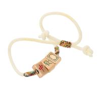 HOMSFOU Mahjong Charm Bracelet Handmade Braided Rope String with Gold Thread, Feng Shui Lucky Friendship Wrist Wrap, Unisex Adjustable Accessory for Wealth and Good Luck