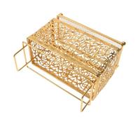 HOMSFOU Makeup Brush Storage Holder Pen Display Case 6.5x6.1x3.2in Iron and Rubberwood Vintage Sl inish Stylish Organizer for Women in Home and Professional Studios