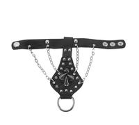 HOMSFOU Men’s Punk Leather Finger Bracelet with Ring, Cowhide Chain Hand Jewelry for Halloween Party, Gothic Style Hand Rings Accessory