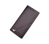 HOMSFOU Men's Long Wallet with Multiple Card Slots, PU Leather, Brown | Soft Smooth Finish, Secure Storage for Cash and Photos, Classic Style for Commuters and Travel Documents