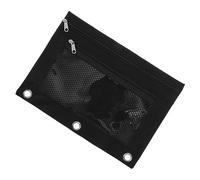 HOMSFOU Mesh Pencil Pouch with Binder Ring Versatile Document Organizer for School Office and Travel Lightweight Zippered Pen Bag for Cards and Reports Oxford