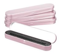 HOMSFOU Metal Pencil Box Set of 4 with Cushion, Rose Gold Rectangular Pen Cases, Sturdy Storage for School and Office Stationery, Empty Gold Pencil Holders for Pens and Markers