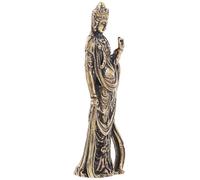 HOMSFOU Mini Brass Bodhisattva Statue, Vintage Brass Decor, Desktop Ornament for Home Decoration, Golden Feng Shui Crafts, 4. 9 X 2. 5 X 2 Cm