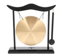 HOMSFOU Mini Desk Gong - Small Brass Gong for Meditation, Sound Healing, Feng Shui, Japanese Zen Decor & Desktop Decoration