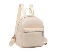 HOMSFOU Mini Oxford Cloth Backpack for Women, Stylish Casual Travel Knapsack with Adjustable Straps, Small Beige Schoolbag for Daily Use and Leisure