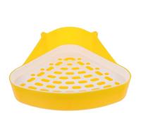 HOMSFOU Mini Pet Toilet for Small Animals - Yellow Plastic Rabbit Guinea Pig Litter Box with Triangular Corner Design - Pet Training Potty for Chinchilla, Bunny