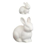 HOMSFOU Mini Rabbit Model Porcelain 2 Pcs Ceramic Animal Crafts Large Ears for Indoor Garden Decoration