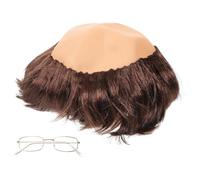 HOMSFOU Monk Bald Wig for Men with Glasses Bald Cap, Lightweight and Comfortable Cosplay Party Wig Prop for Adult Halloween
