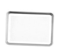 HOMSFOU Multifunctional Silver Baking Plate Aluminum Alloy for Even Cooking Large Rectangular Bottom Punching Practical Family Dinner Plate