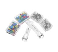 HOMSFOU Multipurpose Paper Clip Dispenser Set with Transparent Push Binder Clips Portable Stapler for Office and School Use User Friendly Binding Tool for Documents and Journals