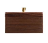 HOMSFOU Multipurpose Walnut Wood Cotton Pad Organizer with Lid, Square Bathroom Storage Box for Travel and Vanity, Efficient Makeup Storage with Natural Wood Grain and Simple Structure