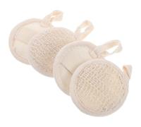 HOMSFOU Natural Loofah Sponge Pads 8x8cm Exfoliating Bath Cloth with Cotton-Linen Blend 4pcs Body Scrubber for Shower and Deep Skin Cleansing Suitable for Men and Women