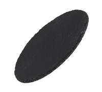 HOMSFOU Natural Rock Sushi Serving Plate Black Round Stone Dish | Matte Textured Finish, Direct Flame Capable, for Steak Service, Cheese, Vegetables, Event Catering