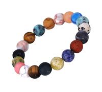 HOMSFOU Natural Stone Solar System Bracelet for Women, 8 Planet Universe Strand Bangle, Galaxy Exploration Hand Ornament Suitable for Astronomy Enthusiasts