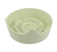 HOMSFOU Non Slip Slow Feeder Cat Bowl with Cute Ear Shape for Small Animals and Puppies, Light Green Plastic Kitten Feeding Dish for Wet Food