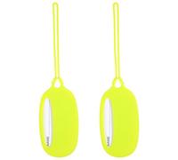 HOMSFOU Oval Silicone Luggage Tags 2pcs Set, Soft Yellow-Green Id Tags for Suitcases Backpacks Travel Bags, Sturdy Travel Bag Identifier with Loop for Easy Airport Use