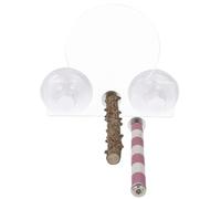 HOMSFOU Parrot Standing Perch Suction Cup Stand Rod Dental Care Fine Workmanship Wood and Plastic Wall Door Mount for Parrots Pet Birds