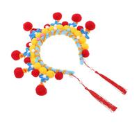 HOMSFOU Peking Opera Headband DIY Versatile Ancient Chinese Hairband Lightweight Plush with Elegant Pompom Design for Traditional Performances and Themed Parties