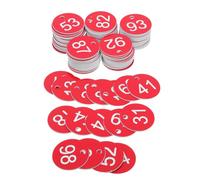 HOMSFOU Plastic Numbered Plates 1-100 Red and White, Round Plastic Number Tags for Industrial and Commercial Identification, Sturdy Numbered Discs for Office and Warehouse Use