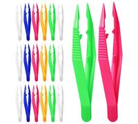 HOMSFOU Plastic Tweezers for Kids 4.33 Inch 20-Pack Children S DIY Craft Tools for Fine Motor Skills and Beads Jewelry Making