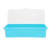 HOMSFOU Plastic Utensil Holder with Drainage and Dust Cover, Blue Chopstick Container Kitchen Drawer Organizer for Silverware and Flatware Storage