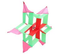 HOMSFOU Plum Blossom Stereo Hexagon Kite Cloth Colorful Outdoor Kite Creative Fun Flying for Garden and Family Play Random Color