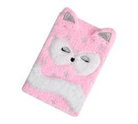 HOMSFOU Plush Snow Fox Notebook for Pink Soft Cover Diary Cute Cartoon Students Journal for Writing Drawing School Stationery
