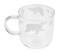 HOMSFOU Polar Bear High Borosilicate Glass Drinking Cup with Handle, Glass Tea Mug and Coffee Cup for Home and Office Use