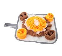 HOMSFOU Polar Fleece Pet Snuffle Mat for Small Pets, Non-slip Orange and White Rabbit Slow Feeding Pad, Foraging Training Cushion for Guinea Pigs and Bunnies