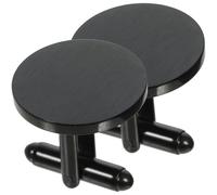 HOMSFOU Polished round Metal Shirt Cufflinks with Dual-sided Brushed and Mirror Finish, Black Business Suit Studs for Men’s Formal Wear and Wedding Accessories
