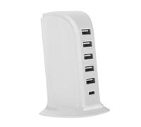 HOMSFOU Port USB Hub Power Adapter Desktop Charging Station with Uk Plug Multi Protection Fast Charger for Smartphones Tablets Cameras Stable Base LED Indicator Light