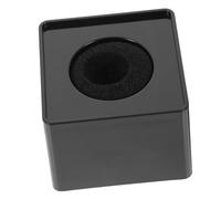 HOMSFOU Portable Black Abs Injection Molding Square Mic Logo Flag Station for Professional Interview Microphones Hard Plastic with Adjustable Cotton Insert Large Printable Surface