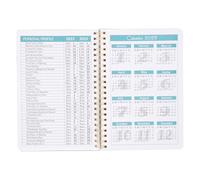 HOMSFOU Portable English Student Planner Notepad Spiral Coil Schedule Book Monthly Weekly Calendar Diary for Office School Travel with Stylish Cover