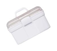 HOMSFOU Portable Large Capacity Manicure Tool Box with Lid, White Plastic Professional Cosmetic Storage Case for Nail Art Accessories and Makeup Artists