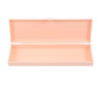 HOMSFOU Portable Pink Plastic Stationery Box Pencil Case Student Pen Organizer Lid, Compact School Storage for Pens, Cards, and Scissors