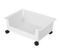 HOMSFOU Portable Rolling Book Storage Container with Wheel, Plastic Dormitory Organizer Box for Student Books, Small Size Camellia White, Home and Classroom Use