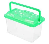 HOMSFOU Portable Small Aquarium Fish Tank with Handle, Plastic Pet Carrier Box for Hamster Travel and Reptile Transport, Medium Green Turtle Pattern Cage for Aquatic Pets