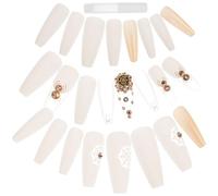 HOMSFOU Press on Nails Resin Fake Nails Halloween 24pcs Classic Black and White Skull Design with Glue Included Easy to Use for Role Playing and Day the Dead