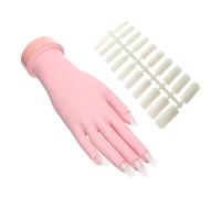 HOMSFOU Professional Manicure Practice Silicone Hand Model with 100 Nail Tips, Adjustable Right Hand for Nail Art Training and Beginner Manicure Practice Tool