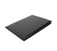 HOMSFOU PU Leather Multifunctional File Folder with Stainless Steel Clip Writing Pad Pen Holder Document Organizer Office Portfolio Folder for Business and Resume Black