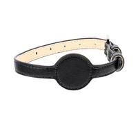 HOMSFOU Pu Leather Pet Tracking Collar Compatible with Apple Tracker, Black Small Dog and Cat Collar with Adjustable Strap for Outdoor Use and Anti-lost Safety