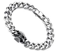 HOMSFOU Punk Style Skull Bracelet Wristband for Men Women Skeleton Head Design for Halloween Goth Accessories Streetwear Fashion