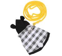 HOMSFOU Rabbit Costume Leash Bunny Harness Kit Cotton Black and White Check for Rabbits 1.5-2.5kg Photo Taking Special Occasions Pet