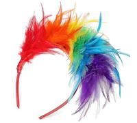 HOMSFOU Rainbow Headband for Women with High Elasticity Plume Material, Multi-purpose Use Hair Accessory for Carnival and Party, Fashionable and Eye-catching Festival Hairband