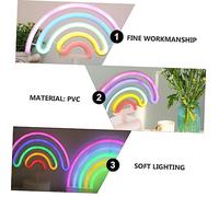 HOMSFOU Rainbow Shape LED Night Lamp with Base Soft Neon Light Table Lamp for Bedroom Decoration Cordless Home Party Accent Lighting