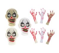 HOMSFOU Realistic Severed Hand and Clown Head Halloween Props Set for DIY Pranks and Horror Decoration, Plastic Material, for Haunted House Setups and Halloween Parties