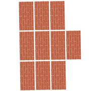 HOMSFOU Red Brick Wall Stickers 10pcs Set Vintage Peel and Stick Wallpaper Kitchen Bathroom Decorative Adhesive Wall Murals Waterproof Crystal Hard Film Tiles 20x40cm